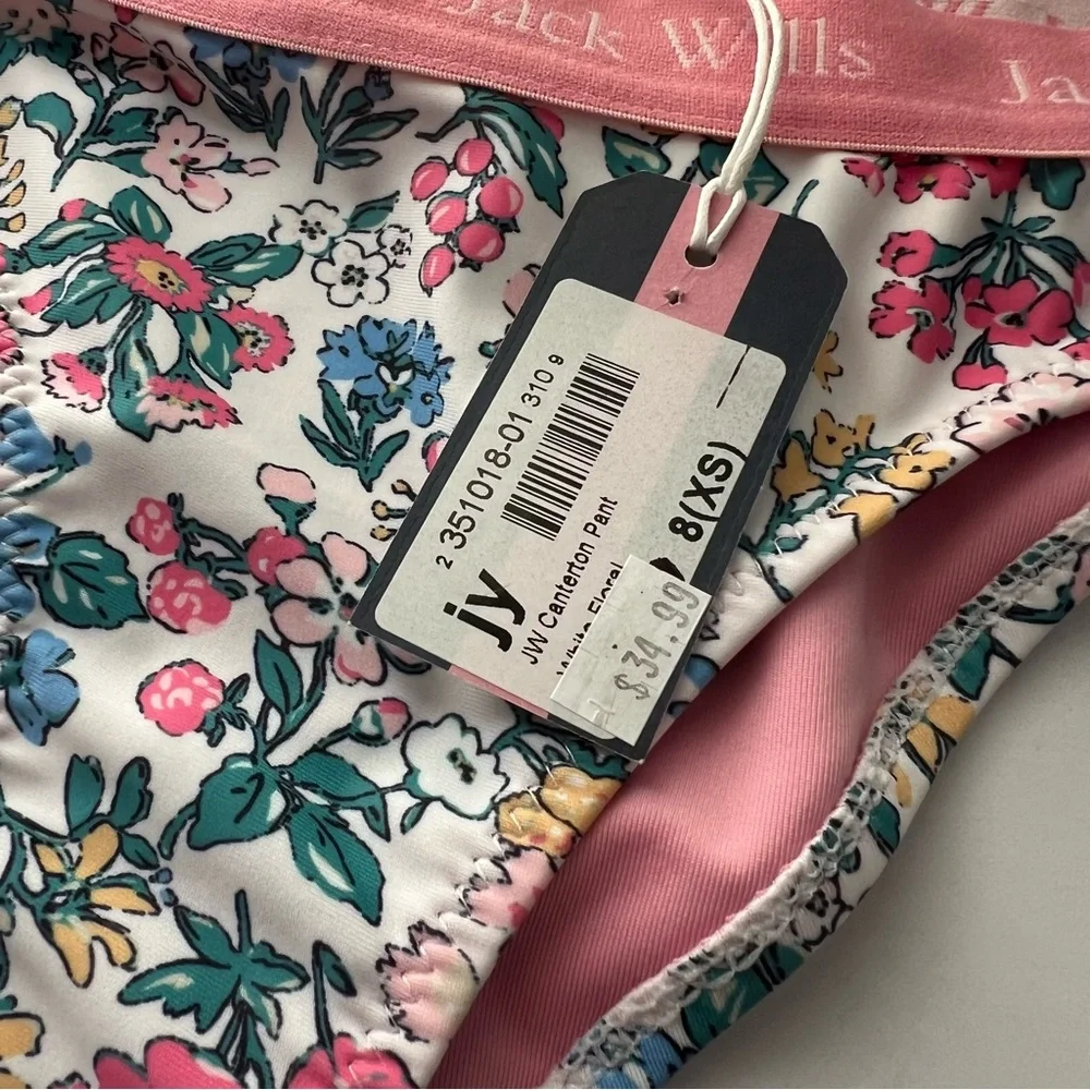 Jack Wills NWT White Pink Floral Canterton Swim Bikini Bottom